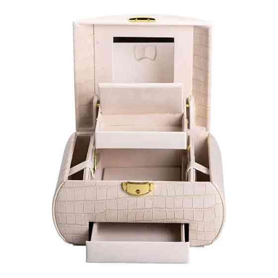 Шкатулка для прикрас з еко-шкіри, 3 яруси, з замком Київ