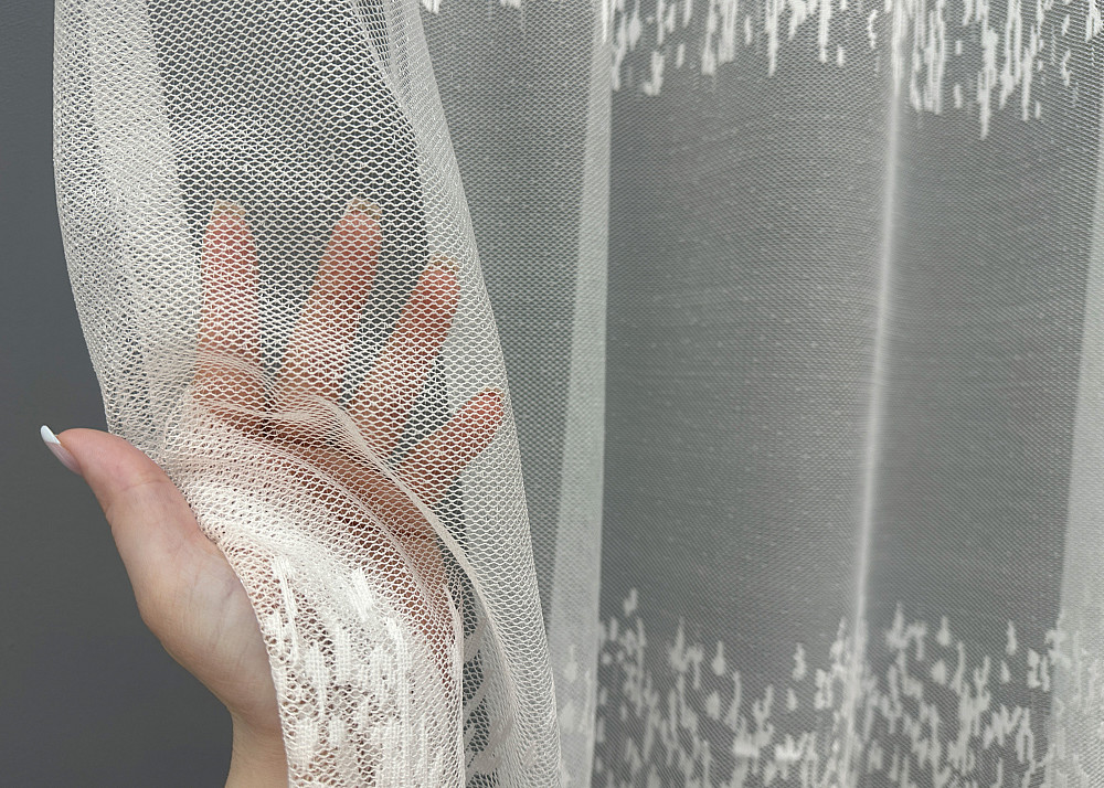 Тюль жакард колір білий з пудровим 1676т Київ - фото 2