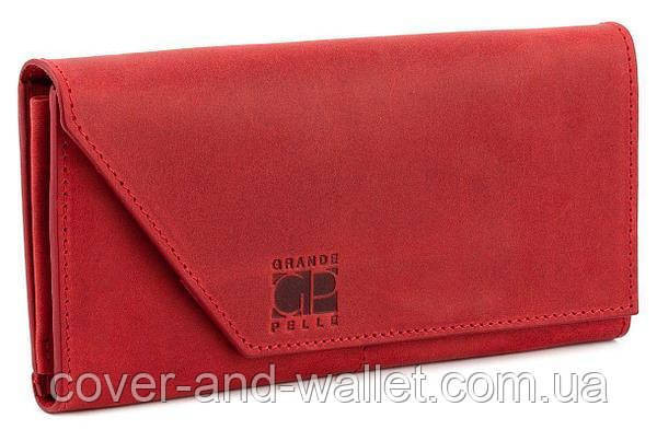 Большой красный женский кошелек ручной работы на магнитах Grande Pelle Festa Киев - изображение 6