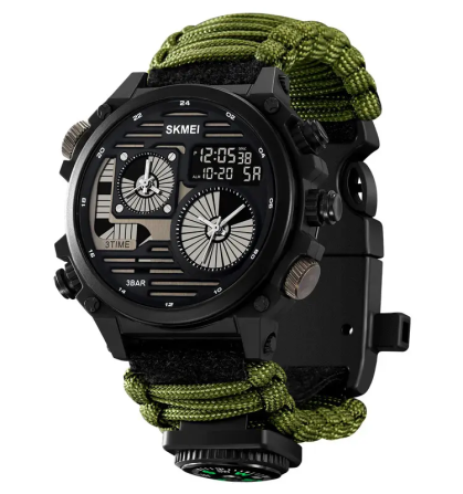 Часы мужские наручные спортивные Skmei 2202 Paracord (Зеленый нейлоновый ремешок) Винница - изображение 2