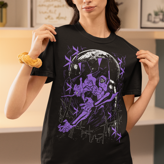 Футболка для мальчика аниме Евангелион оверсайз (рост от 165 до 180 ) Черний AnimeJ0575m Днепр