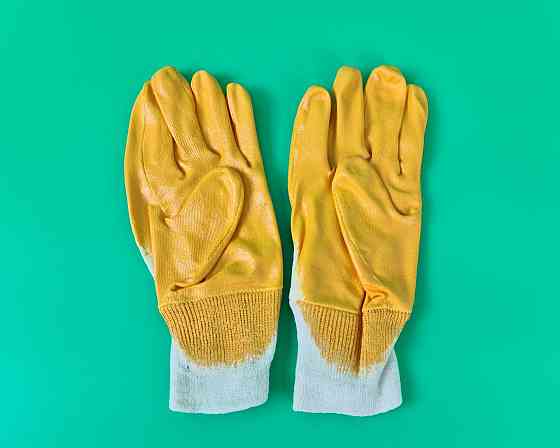 Господарські рукавички Залита Нітрил жовтий No8 "Intertool" (12 пар) Харків