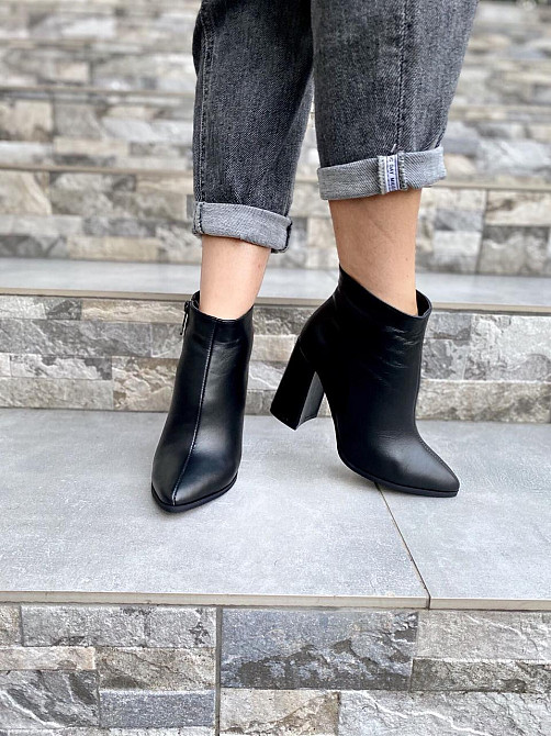 Nivelle Черевики жіночі NIVELLE чорні натуральна шкіра з хутром каблук 9.5см висота 10см 38р.39 Коломыя - изображение 8