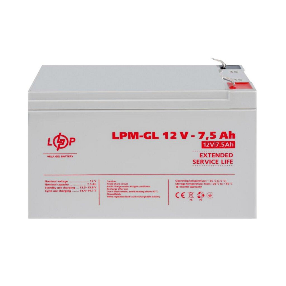 Аккумулятор гелевый LPM-GL 12V - 7.5 Ah Киев - изображение 2