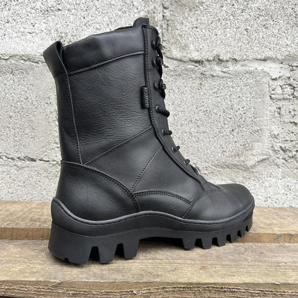 Мужские военные кожаные берцы демисезонные черные, тактические качественные кожаные берцы для ВСУ Львов - изображение 4