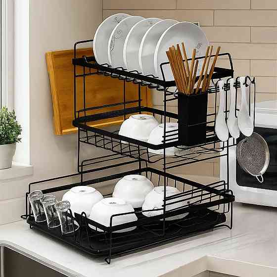 Сушилка для посуды и кухонных пренадлежностей: столовых приборов, посуды, трёхъярусный органайзер на кухню Каменец-Подольский