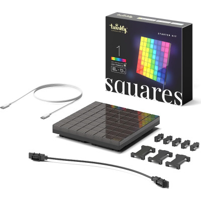 Гірлянда Twinkly Smart LED Squares 1 Starter Panel, RGB LED, USB-C, Black 16х16см (TWQ064STW-01-BUSB) Вінниця - фото 1