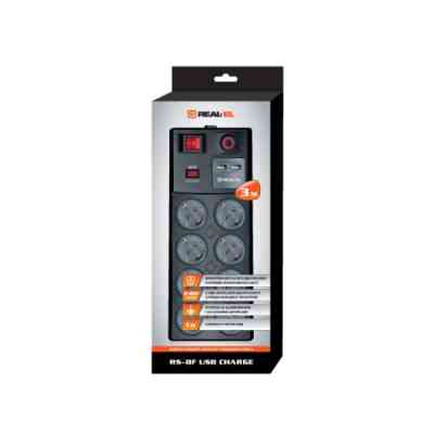 Сетевой фильтр питания REAL-EL RS-8F USB CHARGE 3m, black (EL122300004) Винница