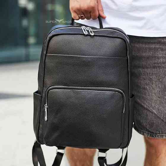 Чоловічий шкіряний рюкзак для ноутбука і подорожей чорний Tiding Bag 59331 Кам'янське