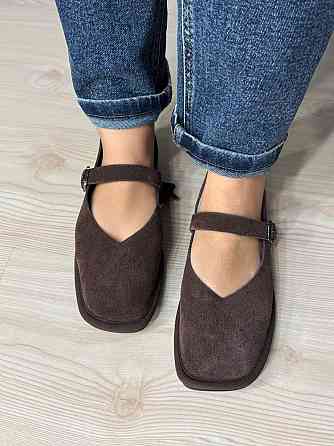 Балетки жіночі Meideli 0109-7 Mary Jane з ремінцем натуральна замша коричневі, 37, 24 см Київ