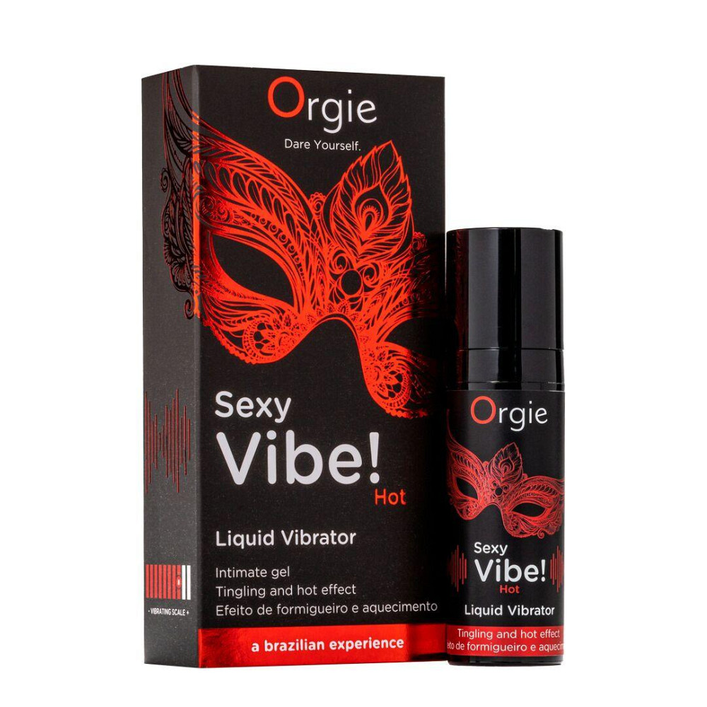Жидкий вибратор Orgie Sexy Vibe! Hot, 15 мл, согревающий, очень мощный, со вкусом клубники Sex Aura Киев - изображение 1