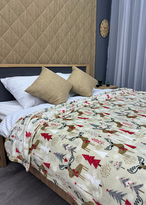 Плед-покривало Decorator WellSoft 150х210 см з різдвяним принтом Кремовий (87-176) Київ - фото 6
