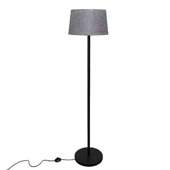 Торшер MSK Electric с серым плафоном из ткани под лампу Е27 с черным основанием NL 3621 BK+GR Одесса