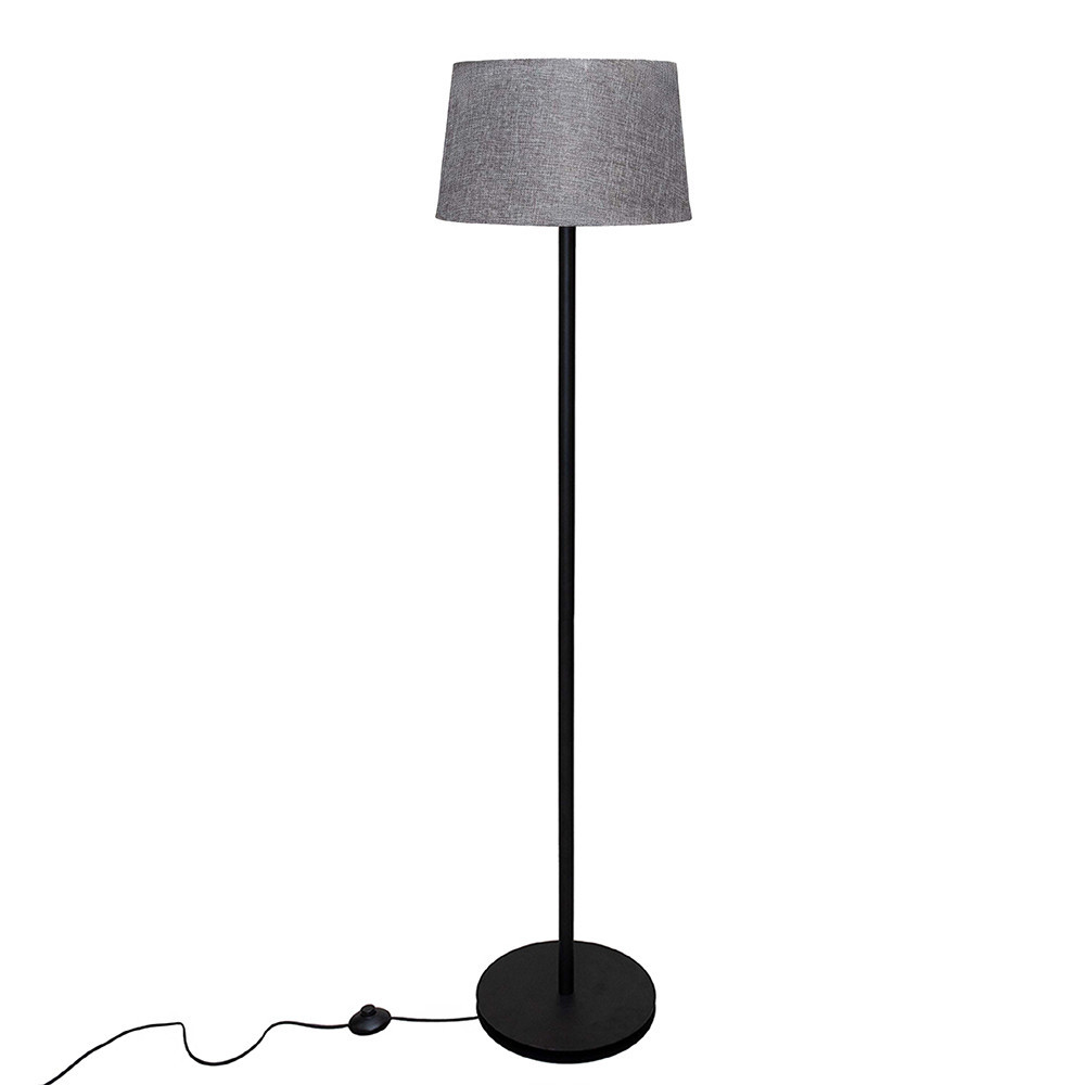 Торшер MSK Electric с серым плафоном из ткани под лампу Е27 с черным основанием NL 3621 BK+GR Одесса - изображение 3