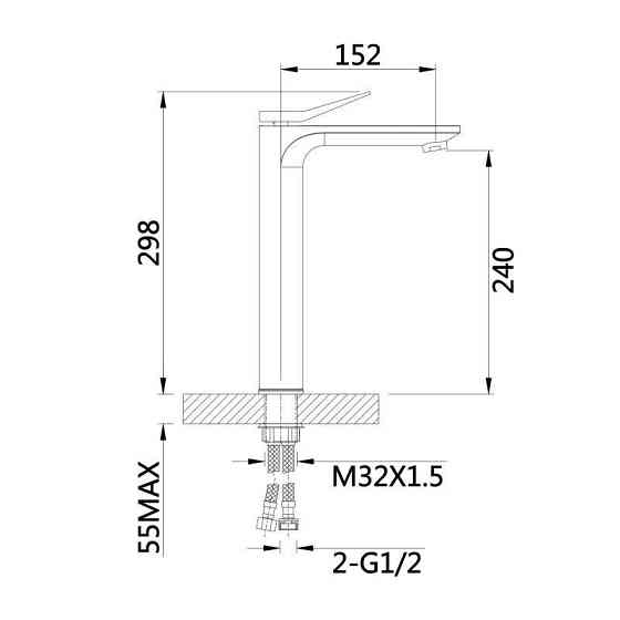 Змішувач для раковини Qtap Presto QTPRE269GRP45582 (k35), одноважільний, високий, Graphite Харків