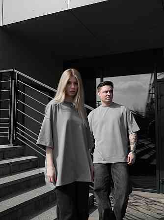 Парні футболки оверсайз(oversize) для чоловіка і дружини, для закоханих пар SANE сірі Одеса