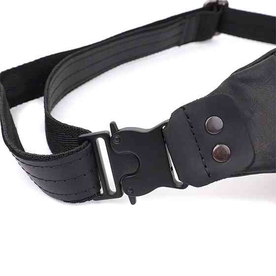 Мужская бананка из натуральной винтажной кожи Shvigel 23129 Черный Киев