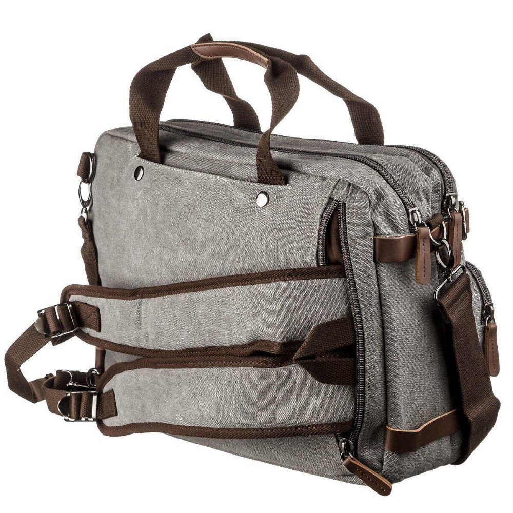 Сумка-трансоформер текстильна велика Vintage 20151 Сіра Київ - фото 8