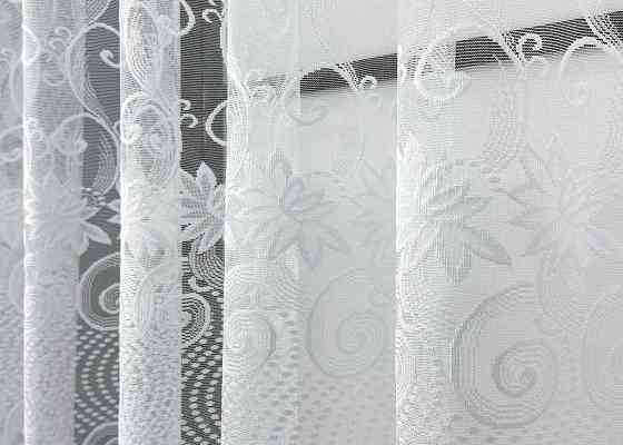 Коротка жакардова тюль висотою 1,2 м колір білий 855т Київ