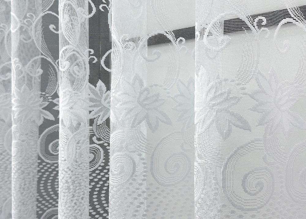 Коротка жакардова тюль висотою 1,2 м колір білий 855т Київ - фото 4