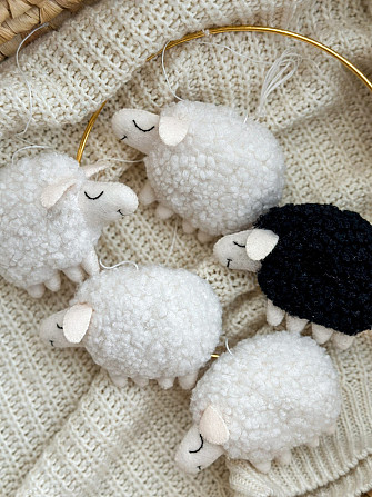 Детский музыкальный мобиль на кроватку для младенцев WooolyWool «Барашки» с 35 мелодиями Киев - изображение 6
