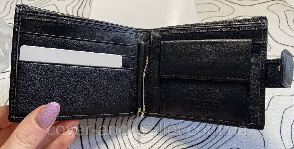 Чоловічий шкіряний гаманець з зажимом на кнопці ST Leather 113 Київ - фото 3