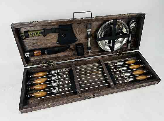 Подарунковий набір шампурів у дерев'яному кейсі М'ЯСНИК HAPPY DAYS Тернопіль