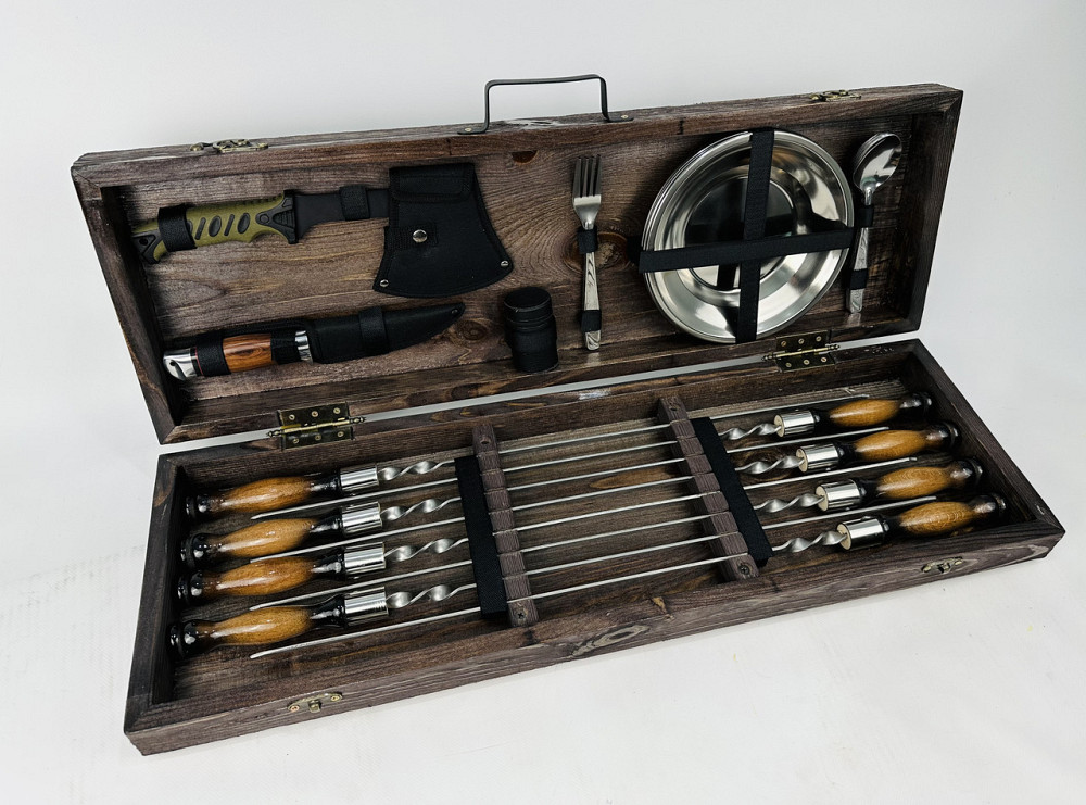 Подарунковий набір шампурів у дерев'яному кейсі М'ЯСНИК HAPPY DAYS Тернопіль - фото 5