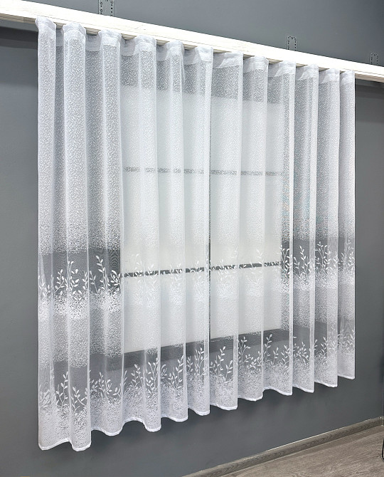 Коротка тюль, висота 1,6 м, жакард колір білий 1779т Київ - фото 2