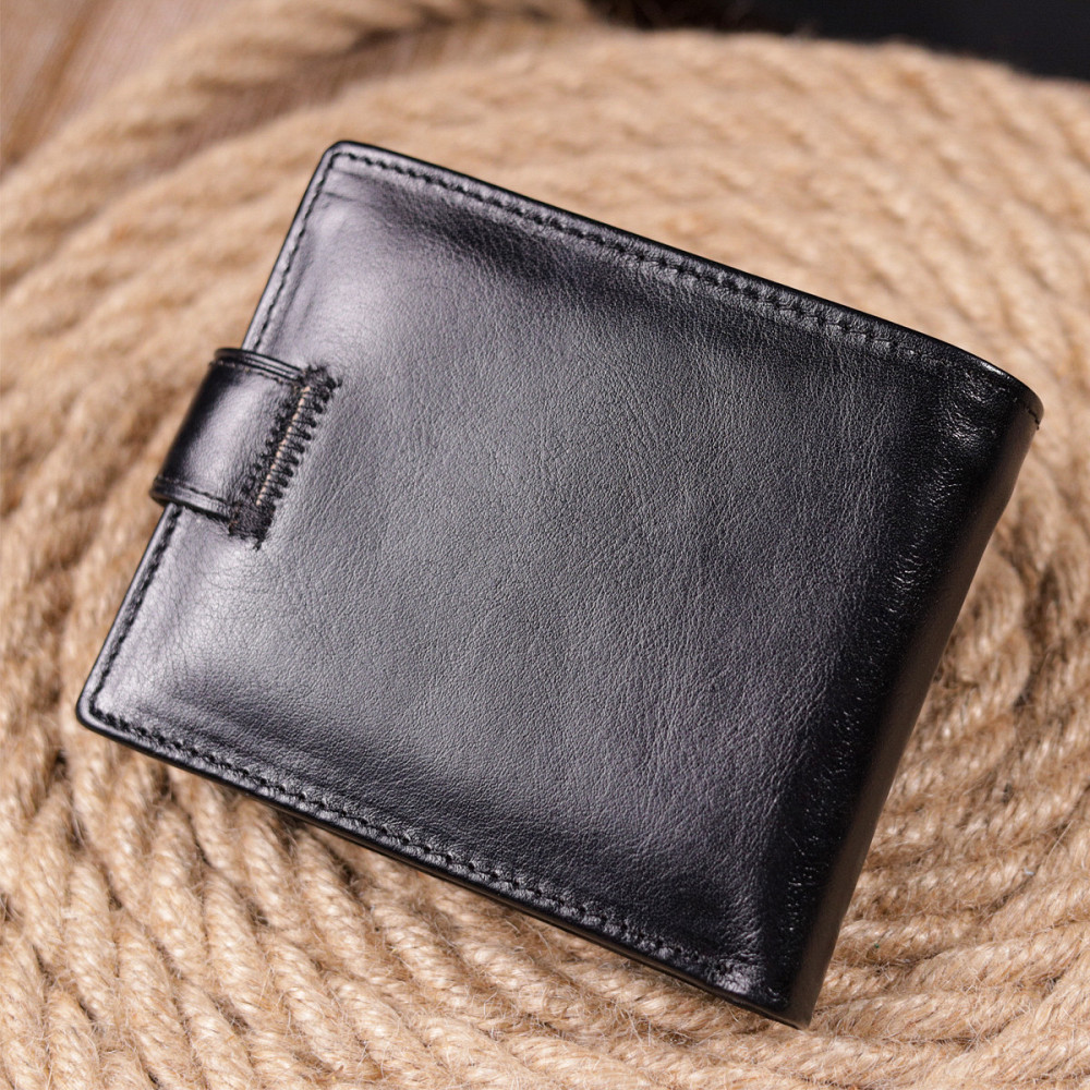 Надійний чоловічий гаманець із натуральної гладкої шкіри ST Leather 19408 Чорний Київ - фото 10