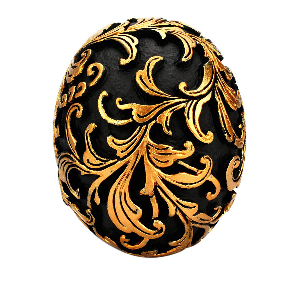 Декоративный черный череп RESTEQ с золотыми узорами — интерьерная статуэтка из ПВХ для дома, офиса, бара или Хэллоуина Киев - изображение 7