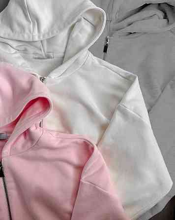 Жіночий стильний укорочений худі на блискавці та капюшоном петля + Рібана Барбі Одеса
