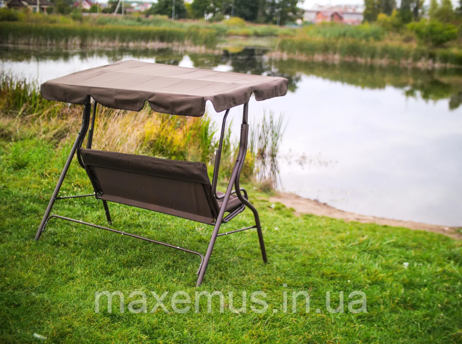 Садовые качели Bonro Relax для сада и дачи 3-х местная качели с навесом коричневая Мостиська - фото 3