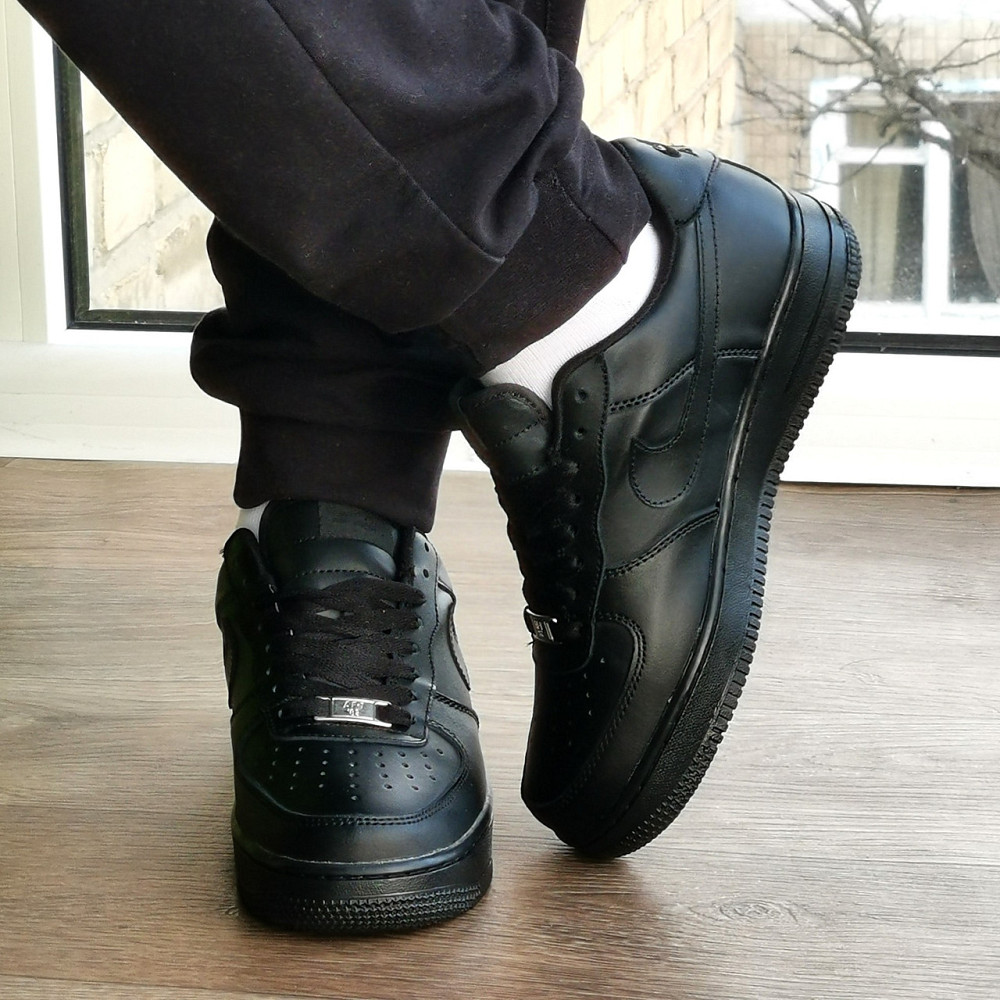 Кросівки Nike Force Чорні Жіночі Форси Шкіряні Найк (розміри: 36,37,38,39,41) Дніпро - фото 3