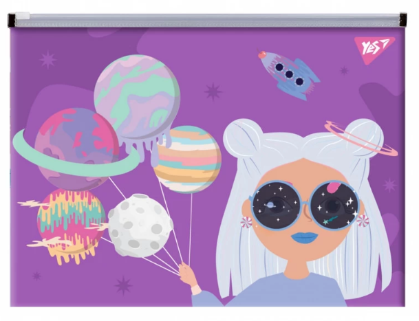 Папка-конверт з бігунком В5 "Yes" Space Girl, 492028, шт Київ - фото 1