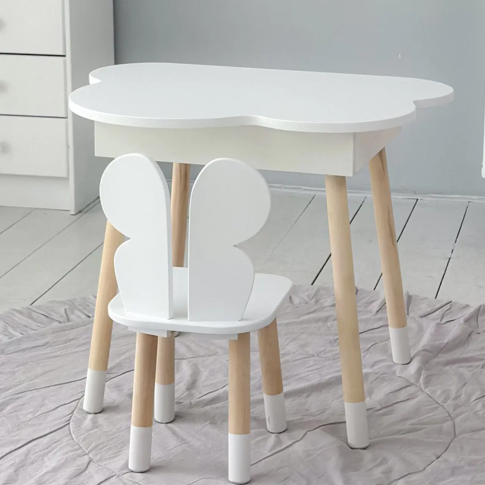 Детский столик Облако с нишей и стульчиком Бабочка (Белый) Винница - изображение 2