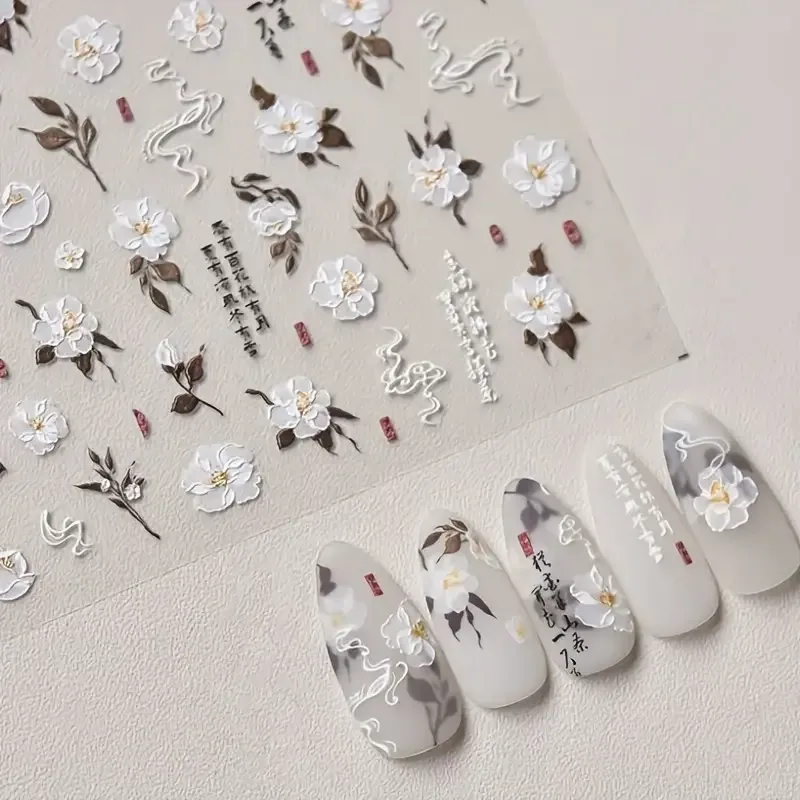 Стикеры для ногтей Камелия – объемные цветочные наклейки 3D Киев - изображение 1