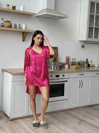 Шелковая ночная рубашка Малиновый M/L Харьков