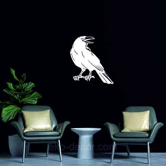 Декоративное настенное Панно «Ворон» Декор на стену 90*81 см, Белый Киев