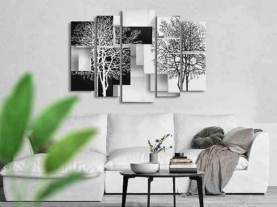 Модульна картина у вітальню / спальню Абстракція Дерева Art-434_5 ( 80х118см ) Київ
