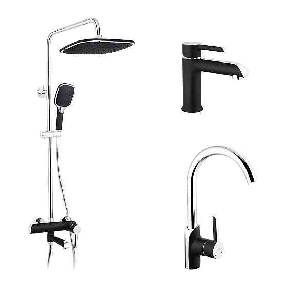 Набор 3 в 1 душевая система Kroner Essen-SCH063 + смеситель Essen-SCH030 + смеситель Essen-SCH010 Киев