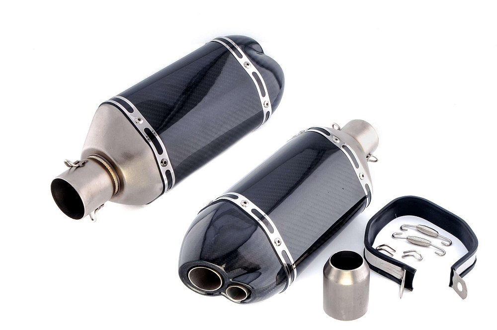 Глушник (тюнінг) 380*130mm (нержавіюча сталь, три-овал, карбон, прямоток, mod:1) 118 Київ - фото 1