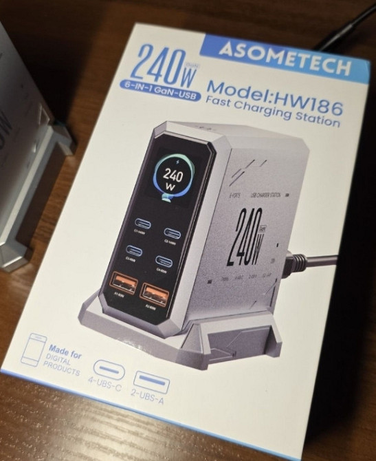 Зарядний пристрій GaN Asometech 240W PD 3.1 (6 портів) Харків - фото 4