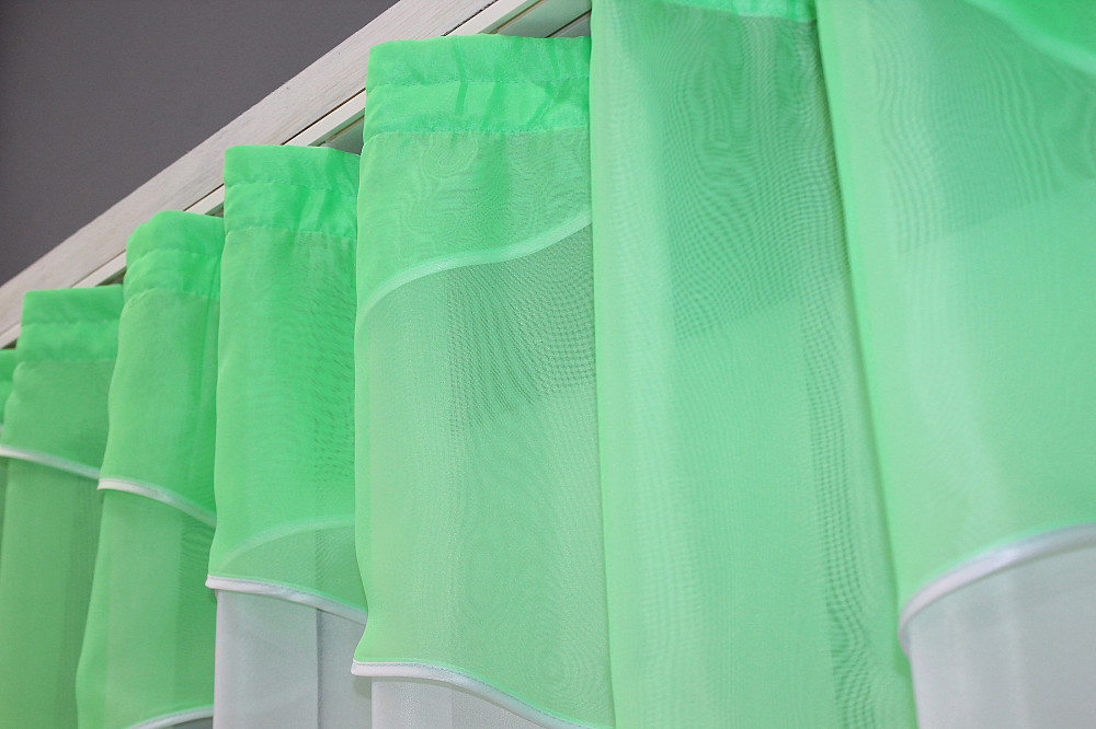 Кухонна тюль арка з ламбрекеном VR-Textil № 025к білий з м'ятним 280х170 см (52-0672) Київ - фото 3