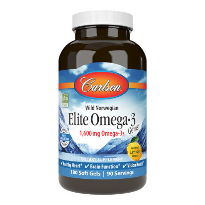 Жирные кислоты Carlson Омега-3, Вкус Лимона, Elite Omega-3 Gems, 180 желатиновых к (CAR-01712) Винница - изображение 1