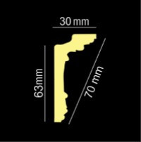 Потолочный плинтус 2м   GP-92 (совместим c GP93)  63х30 mm под натяжной потолок и подсветку Днепр - изображение 2