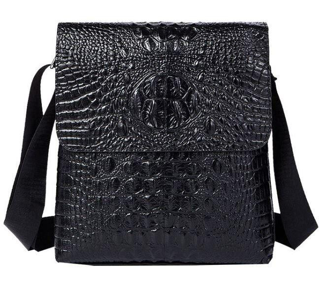 Сумка чоловіча вертикальна з тисненням під рептилію Vintage 14715 Чорна Київ - фото 1