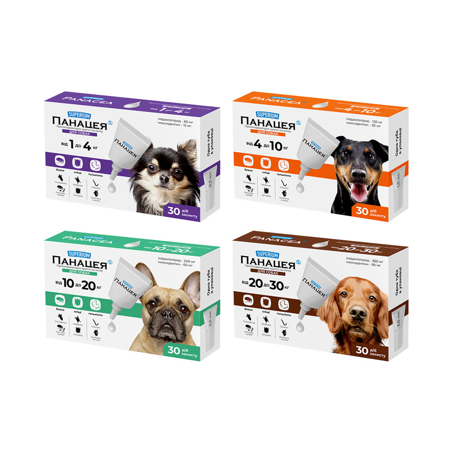 СУПЕРІУМ Панацея, протипаразитарні краплі на холку для собак, 1-4 кг Коломыя - изображение 1