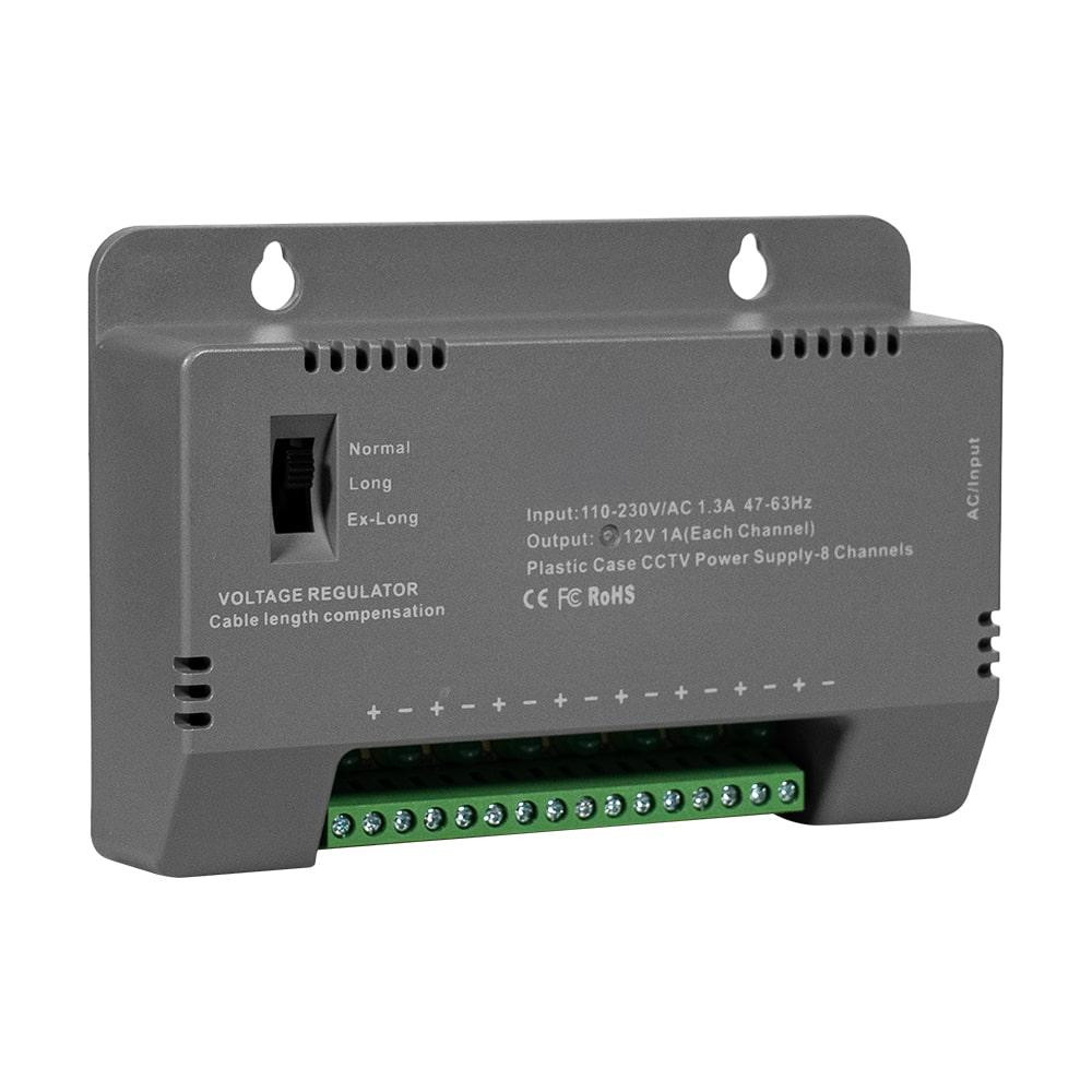Блок живлення Kraft KRF-1208B (8CH) 96W, 8 каналів навантаження, 12V/1A на 1 канал, з регулятором напруги для компенсації довжини Київ - фото 14