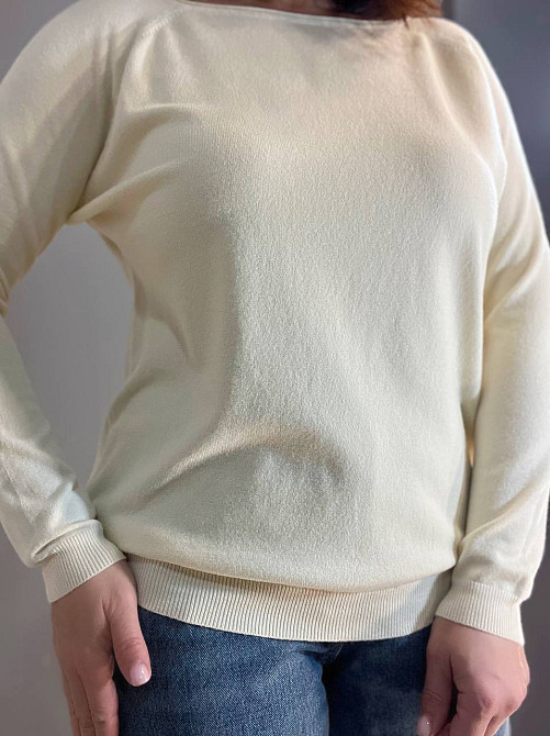 Джемпер женский ACCORDDREAM 9377 тонкий свитер простой базовый однотонный, молочний, one size Киев - изображение 1